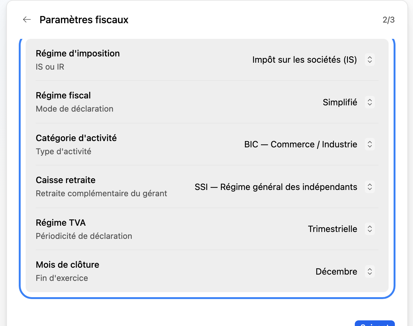 Vérifier les paramètres qui créent l'exercice