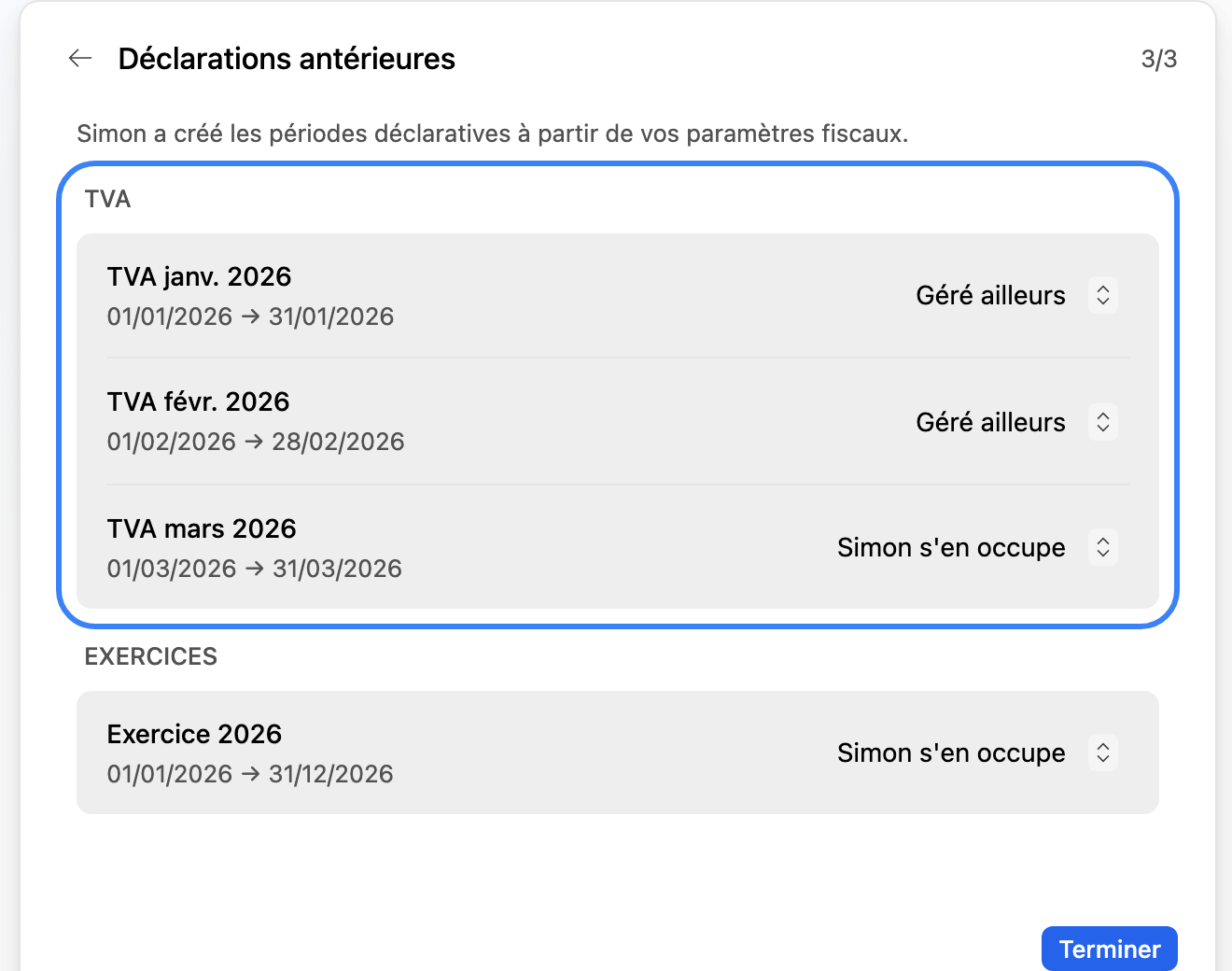 Sortir les périodes déjà traitées
